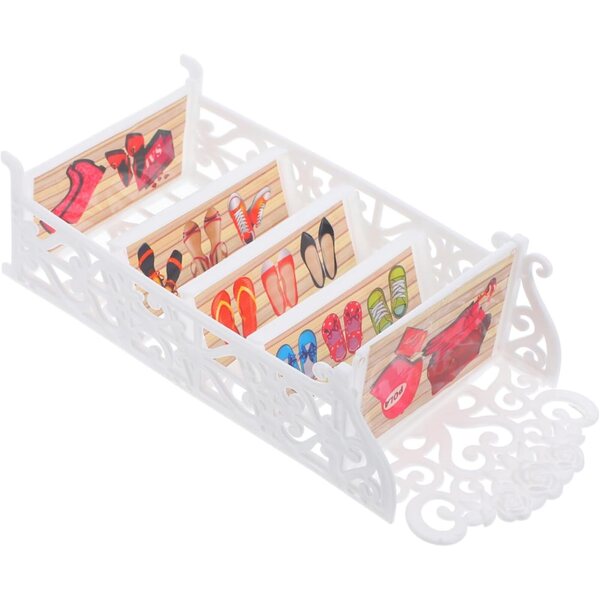VICASKY Mini scarpiera in plastica bianca per casa delle bambole, set da 3 pezzi