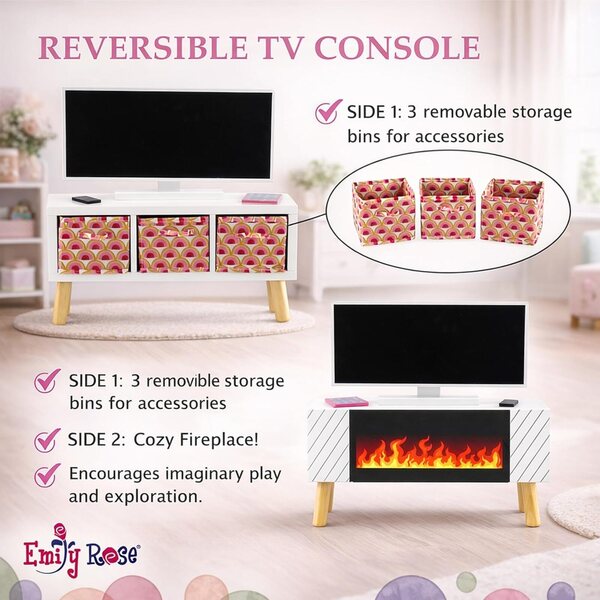 Emily Rose Set mobili 13 pezzi per bambole 45,7 cm con cuscini antiscivolo rosa