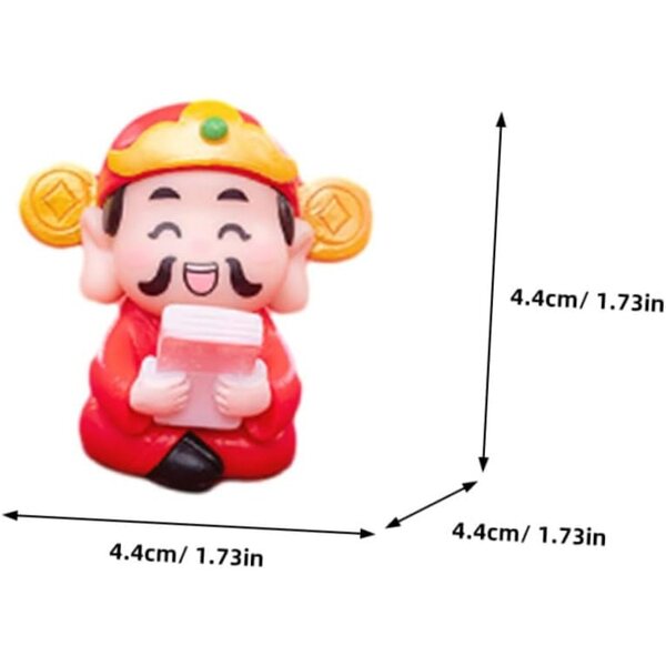 Set 6 Miniature Decorazione Divinità della Ricchezza in Resina Multicolore 4,4 cm