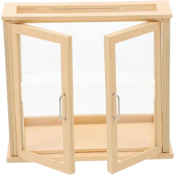 VICASKY Puppenhaus Mini-Dessert-Vitrine aus Holz und Acryl, Beige