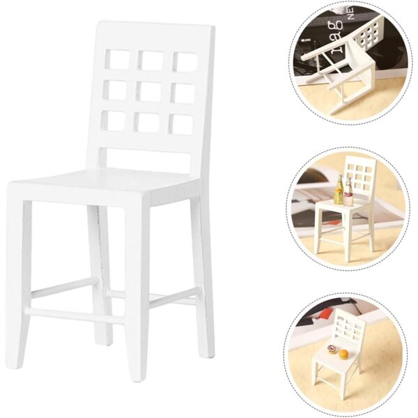VICASKY 3 Sedie Miniatura in Legno Bianco per Casa delle Bambole e Decorazioni Creative