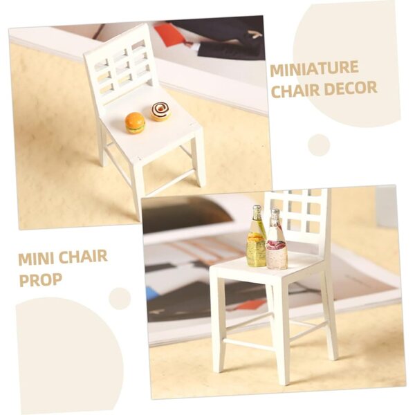VICASKY Mini Sedia in Legno Bianca per Casa delle Bambole - Realistica e Artigianale