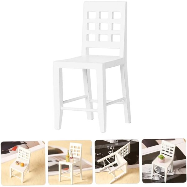 VICASKY Mini Sedia in Legno Bianca per Casa delle Bambole - Realistica e Artigianale