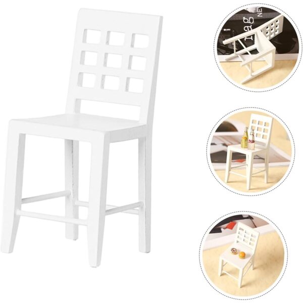 VICASKY Mini Sedia in Legno Bianca per Casa delle Bambole - Realistica e Artigianale