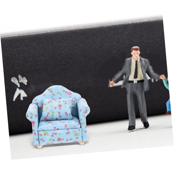 VICASKY Divano Miniatura Tessuto Floreale Blu per Casa delle Bambole 8x7 cm
