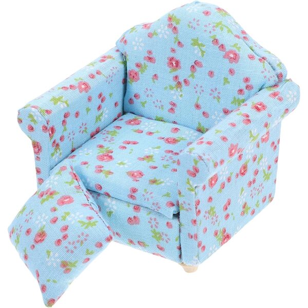 VICASKY Set mit 4 Miniatursofas aus himmelblauem Stoff für Puppenhäuser