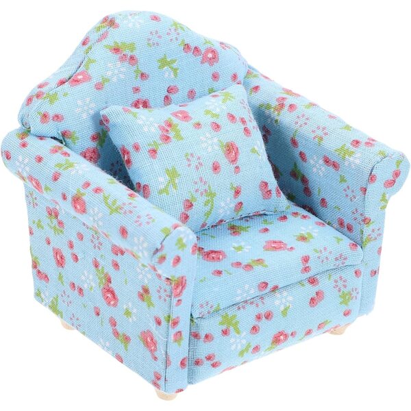 VICASKY Set mit 4 Miniatursofas aus himmelblauem Stoff für Puppenhäuser