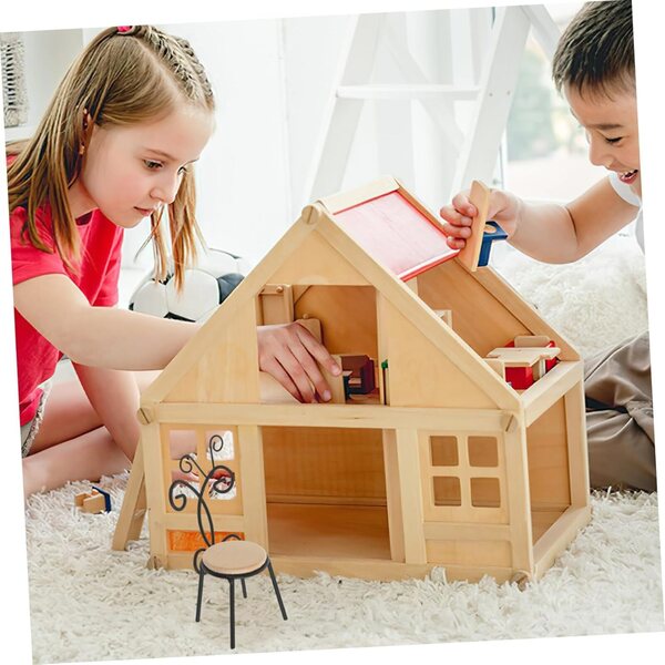 VICASKY Set mit 3 Miniaturstühlen für Puppen, dekorative Vintage-Möbel aus Eisen und Holz