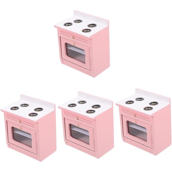 Set 4 mini mobili cucina VICASKY in legno rosa per case delle bambole e decorazioni