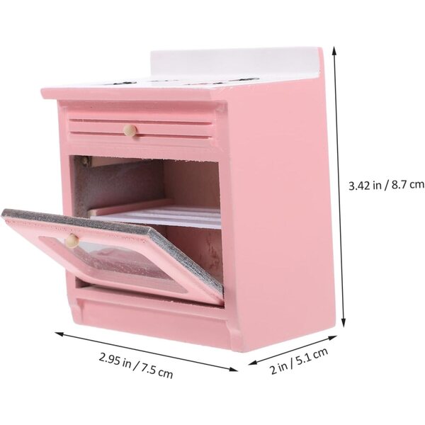 Set 4 mini mobili cucina VICASKY in legno rosa per case delle bambole e decorazioni