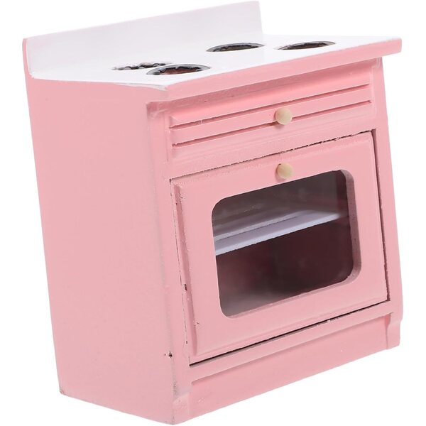 Set 4 mini mobili cucina VICASKY in legno rosa per case delle bambole e decorazioni