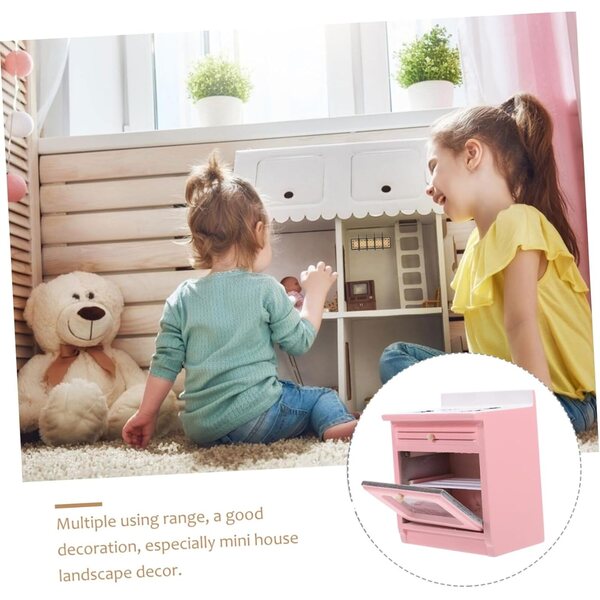 Set 4 mini mobili cucina VICASKY in legno rosa per case delle bambole e decorazioni