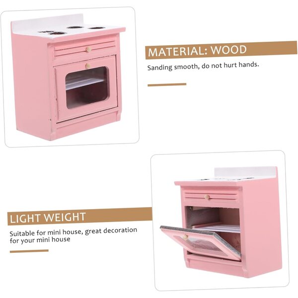 Set 4 mini mobili cucina VICASKY in legno rosa per case delle bambole e decorazioni