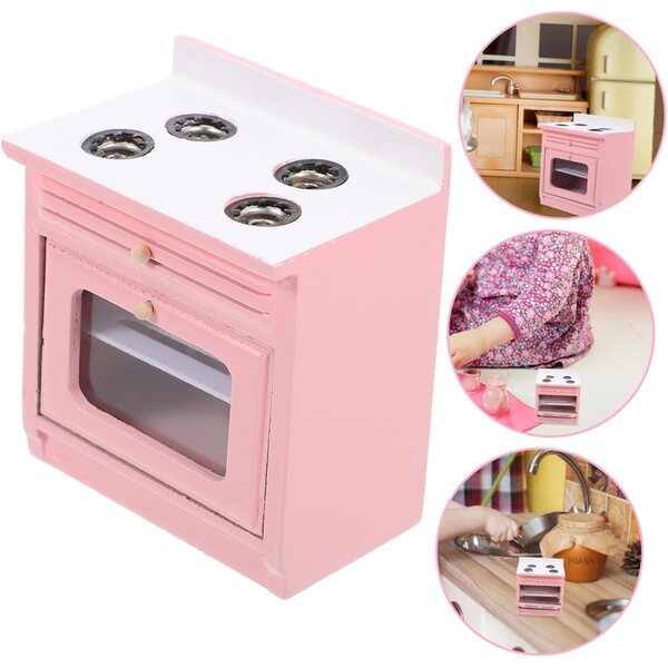 Set 4 mini mobili cucina VICASKY in legno rosa per case delle bambole e decorazioni