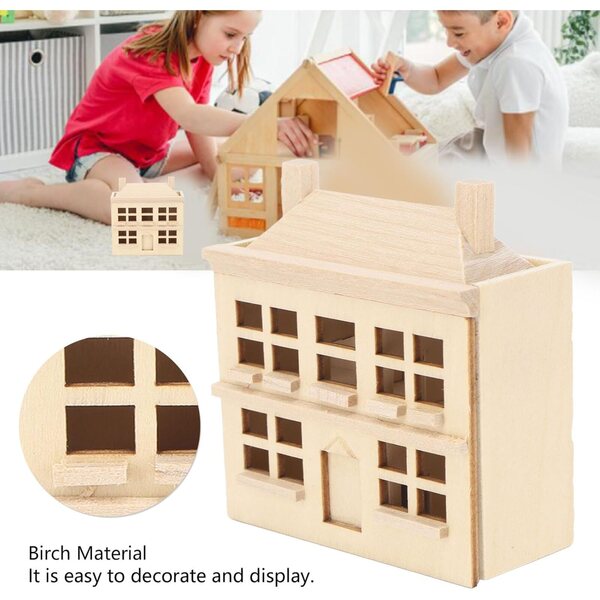 Srliya Puppenhaus Miniatur 1:12 Holzvilla DIY für Kinder