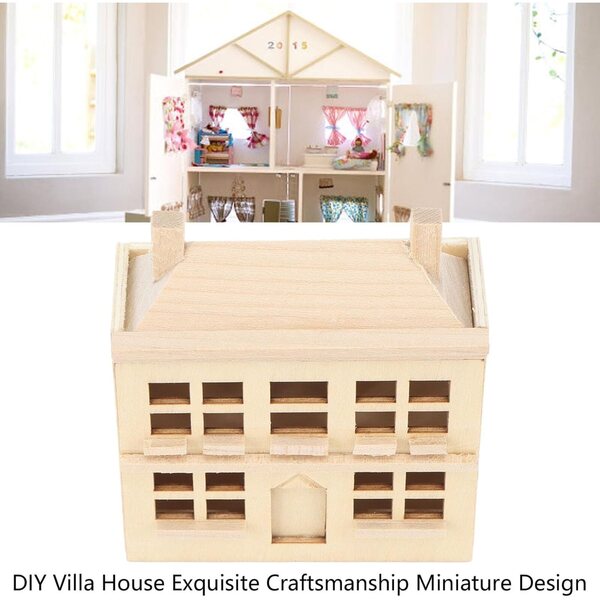 Srliya Puppenhaus Miniatur 1:12 Holzvilla DIY für Kinder