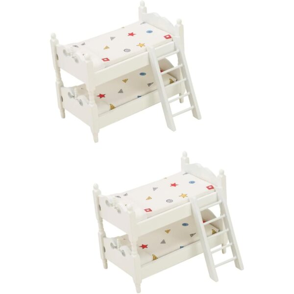 Letto a castello in miniatura VICASKY 2 pezzi per casa delle bambole con scala 13x12x8 cm