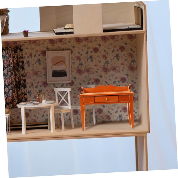 VICASKY Set 5 Mini Mobili Scrivania in Legno per Casa delle Bambole e Paesaggi