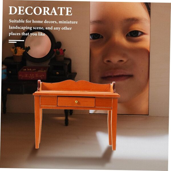 VICASKY Set 5 Mini Mobili Scrivania in Legno per Casa delle Bambole e Paesaggi