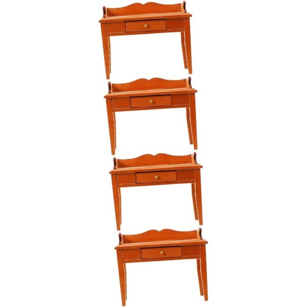 VICASKY Set mit 4 Mini-Holzschreibtischen für Puppenhäuser, realistisches Modell