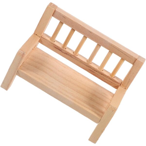 VICASKY Mini panca in legno cachi per casa delle bambole, set 5 pezzi realistici