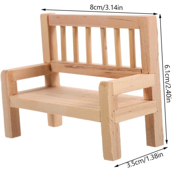 VICASKY Mini panca in legno cachi per casa delle bambole, set 5 pezzi realistici