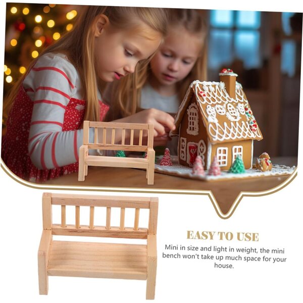 VICASKY Mini panca in legno cachi per casa delle bambole, set 5 pezzi realistici