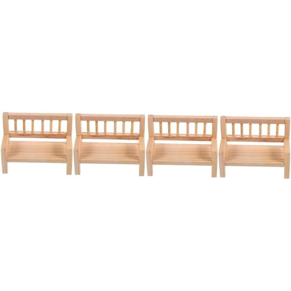 VICASKY 4 panchine miniatura in legno vintage per giardino e casa delle bambole