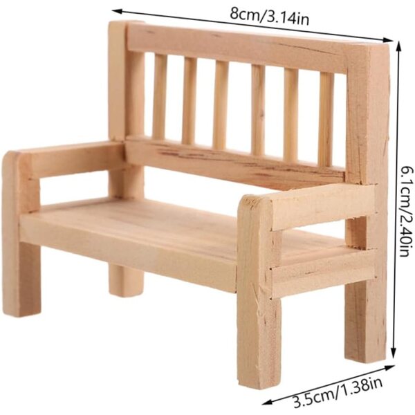 VICASKY 4 panchine miniatura in legno vintage per giardino e casa delle bambole