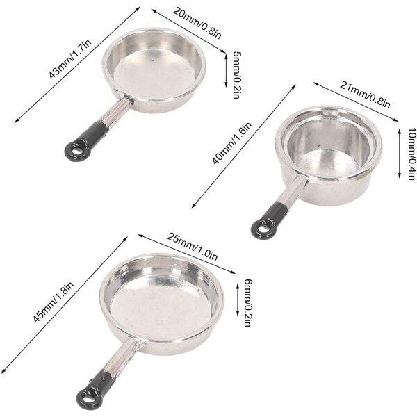 Set 15 Pezzi Mini Casseruola Casa delle Bambole 1:12 Accessori Cucina Fai da Te