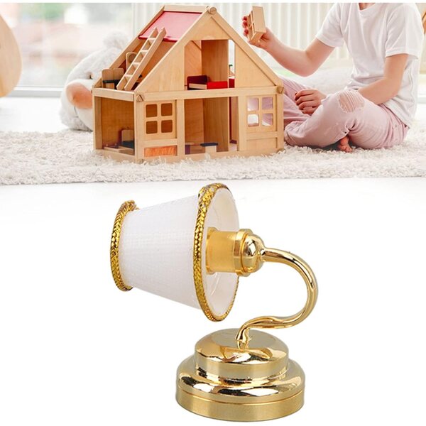 1:12 Puppenhaus-Miniatur-Wandlampe aus Metall mit warmem LED-Vintage-Licht