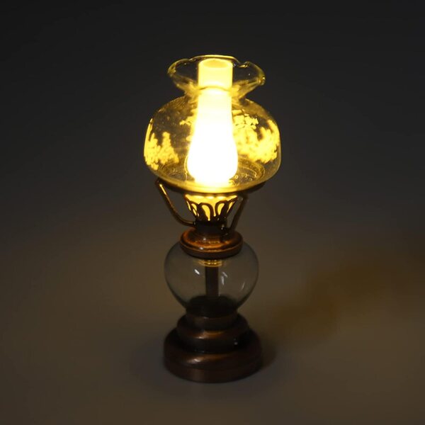 Puppenhaus-Miniatur-Kerzenlampe, 1:12, batteriebetrieben, Vintage-Gold