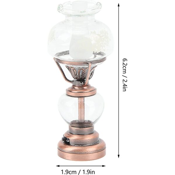 Puppenhaus-Miniatur-Kerzenlampe, 1:12, batteriebetrieben, Vintage-Gold