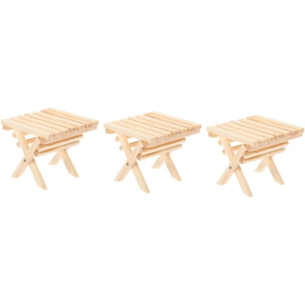 VICASKY Set mit 3 Mini-Klapptischen aus Holz für Puppenhäuser im Maßstab 1:12