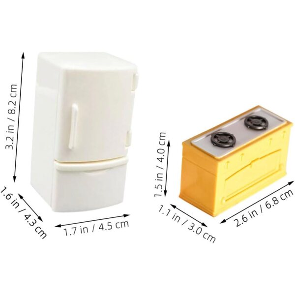 Set Mini Cucina 6pz VICASKY: Mini Frigoriferi e Fornelli per Casa delle Bambole