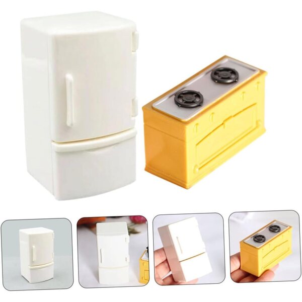 Set Mini Cucina 6pz VICASKY: Mini Frigoriferi e Fornelli per Casa delle Bambole