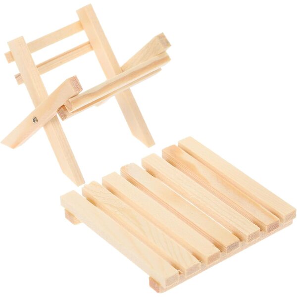 VICASKY 5-teiliger zusammenklappbarer Puppenhaus-Miniaturtisch aus Holz im Maßstab 1:12