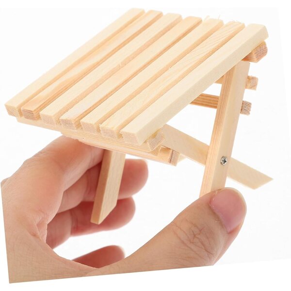 VICASKY 5-teiliger zusammenklappbarer Puppenhaus-Miniaturtisch aus Holz im Maßstab 1:12