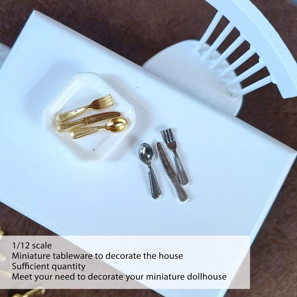 Miniatur-Set, 5 Packungen, Messer, Gabeln, Löffel, 1:12 Puppenhaus