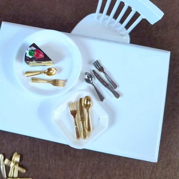 Miniatur-Set, 5 Packungen, Messer, Gabeln, Löffel, 1:12 Puppenhaus