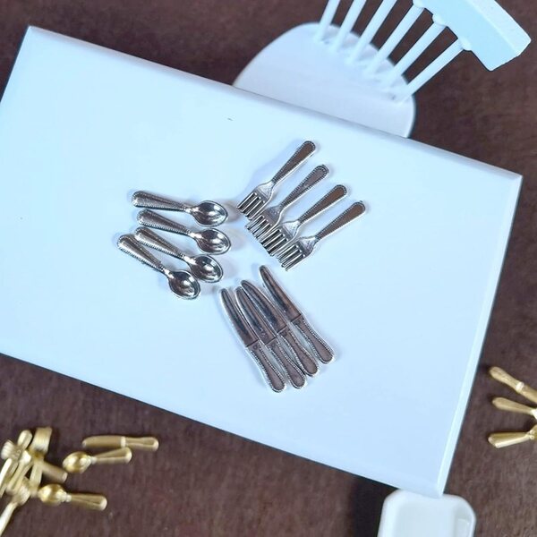 Miniatur-Set, 5 Packungen, Messer, Gabeln, Löffel, 1:12 Puppenhaus