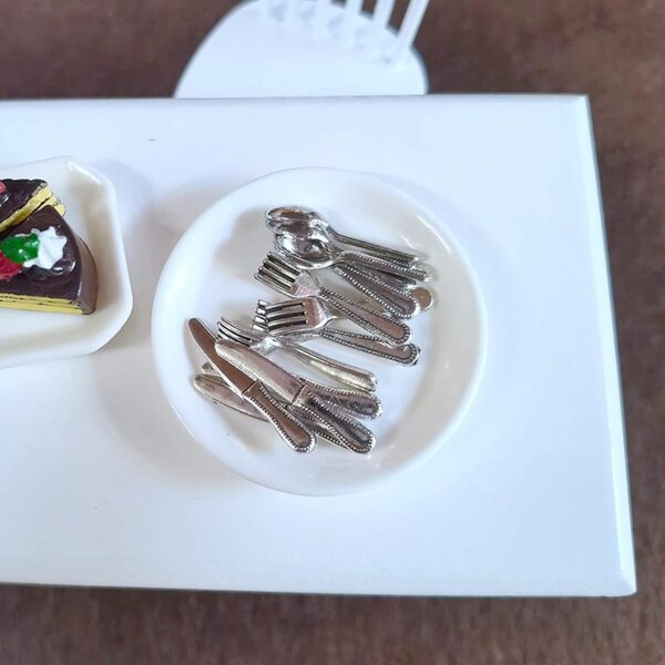 Miniatur-Set, 5 Packungen, Messer, Gabeln, Löffel, 1:12 Puppenhaus