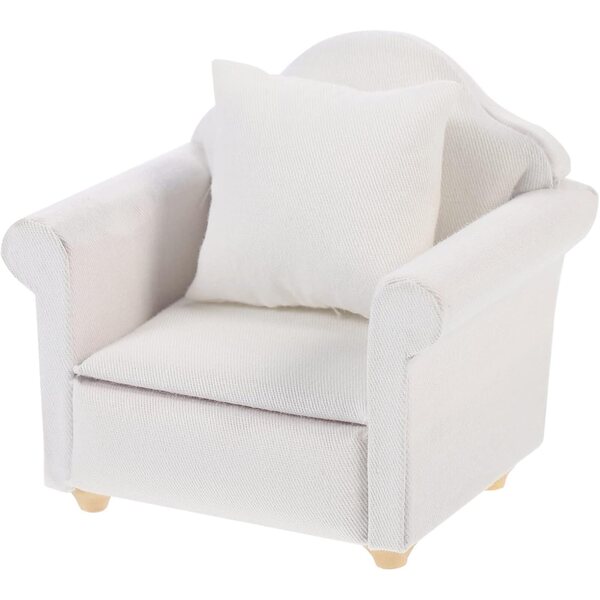 VICASKY 2 Mini-Sofas aus weißem Stoff für Puppenhäuser und Miniaturmöbel