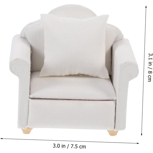VICASKY 2 Mini-Sofas aus weißem Stoff für Puppenhäuser und Miniaturmöbel