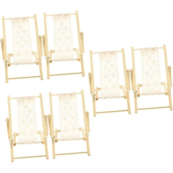 VICASKY 6 Mini-Liegestühle in Beige für Puppenhäuser und Dekorationen