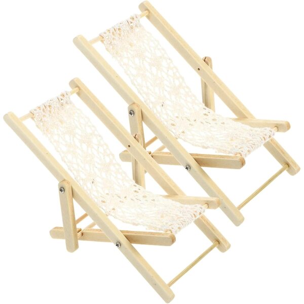 VICASKY 6 Mini-Liegestühle in Beige für Puppenhäuser und Dekorationen