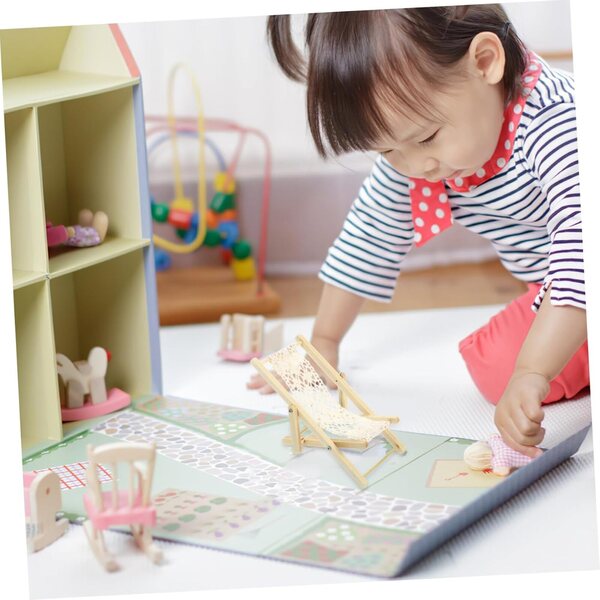 VICASKY 6 Mini-Liegestühle in Beige für Puppenhäuser und Dekorationen
