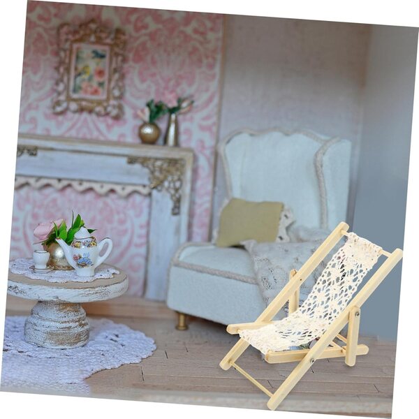 VICASKY 6 Mini-Liegestühle in Beige für Puppenhäuser und Dekorationen