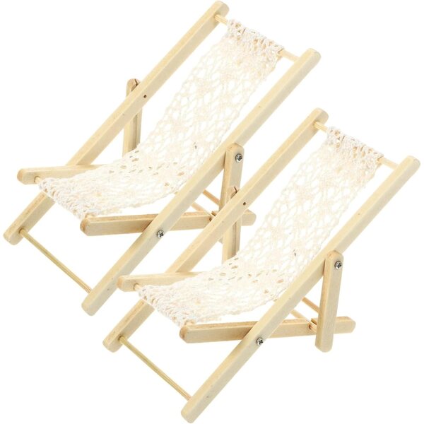 VICASKY 6 Mini-Liegestühle in Beige für Puppenhäuser und Dekorationen