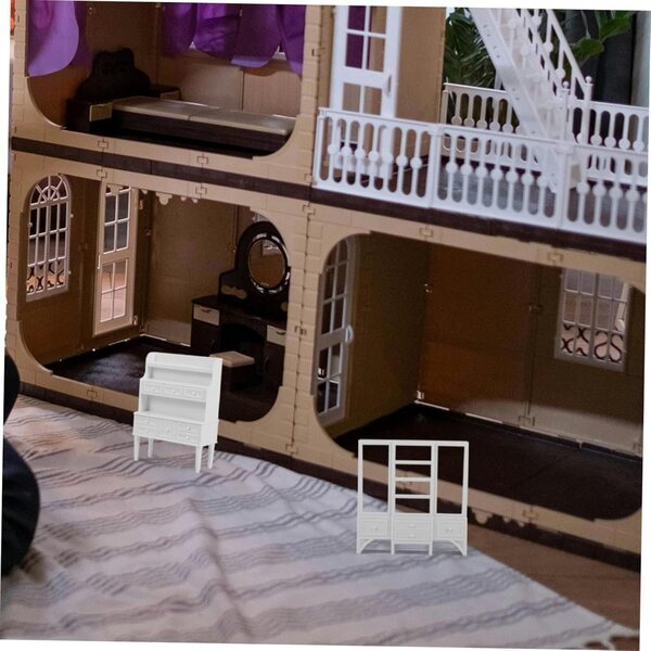VICASKY 12 mobili in miniatura per casa delle bambole, armadietti e vetrine bianchi